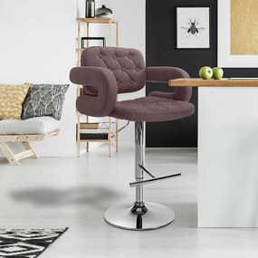 Banco de bar Dublin STOFF C regulável altura 103 - 123 x 63 x 55 cm com revestimento em tecido castanho