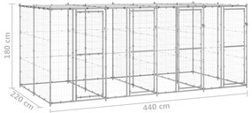 Canil de exterior com telhado 9,68 m² aço galvanizado