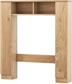 Estante para sanita Organizador de casa de banho com 2 portas e 2 compartimentos abertos 87,5 x 18 x 98 cm Natural