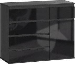HOMCOM Aparador moderno, Aparador com 5 gavetas, prateleira ajustável, porta com fechamento suave, Preto alto brilho | Aosom Portugal