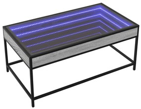 Mesa de centro luzes LED Infinity 90x50x41 cm cinzento sonoma