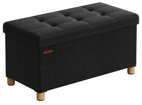 Banco baú p/ sapatos, 38 x 76 x 40 cm, cor preto