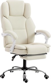HOMCOM Cadeira de escritório ergonômica, poltrona com encosto reclinável, altura ajustável, 64x73x112-120cm, bege | Aosom Portugal