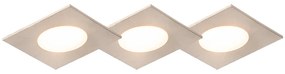 Conjunto de 3 focos embutidos quadrados em aço com LED IP65 - Simply Moderno