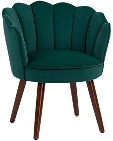 HOMCOM Cadeira Concha Cadeira de Sala Quarto com Encosto e Almofada Aspecto Veludo Pés em Madeira de Hévea Verde | Aosom Portugal