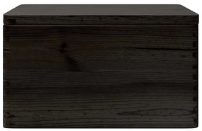 Caixa madeira tampa pegas preta 40x30x23cm pinho madeira maciça