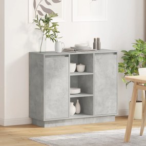 vidaXL Buffet com LED Cinza Concreto 90x32x75 cm Madeira engenheirada