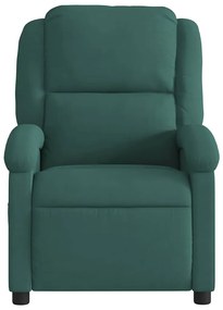 Poltrona de massagens reclinável veludo verde-escuro