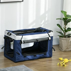 Carrinho para Animais de Estimação Carrinho para Cães Dobrável com Compartimento Desmontável 4 Portas 81x58x97,5 cm Azul