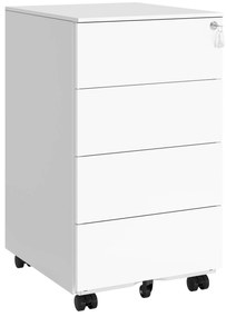 SONGMICS Armário de arquivo móvel, com fechadura, com 4 gavetas, para documentos, artigos de papelaria, pré-montado, para escritório, home office, 39 x 45 x 69,3 cm, branco nuvem OFC064W14