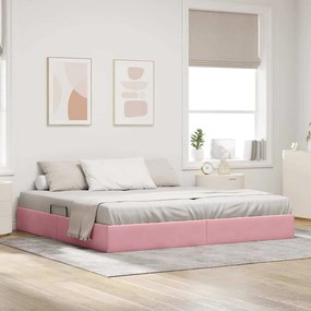 vidaXL Cama com Armazenamento com colchão Rosa 200 x 200 cm Veludo