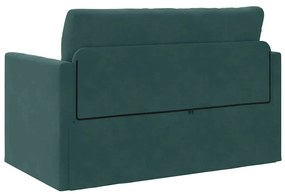 Sofá Cama de Piso 2 em 1 Verde Escuro 124x204x61 cm Veludo