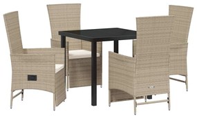 Cadeiras de Jardim Reclináveis 5 pcs Bege 80 x 80 x 73 cm