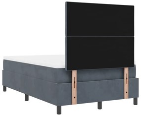 Cama Box com Colchão e LED VidaXL Cinza Escuro 120x190 cm Veludo