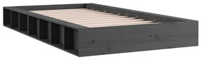 Estrutura de cama casal 135x190 cm madeira maciça cinzento