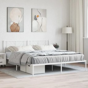 Estrutura de cama com cabeceira 180x200 cm metal branco