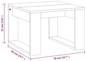 Mesa de apoio 50x50x35 cm derivados de madeira cinzento sonoma