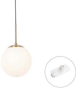 Candeeiro suspenso Art Deco dourado com vidro opalino incl. adaptador de calha branco monofásico - Iconic Flore Art Deco