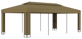 Gazebo com telhado duplo 3x6 m 180 g/m² cinza-acastanhado