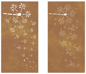 Decorações p/ muro de jardim 2 pcs aço corten design flores