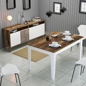 Conjunto de Mobiliário de Sala de Estar Milan500 – Nogueira e Branco –