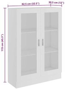 Armário vitrine 82,5x30,5x115 cm derivados de madeira branco
