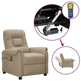 vidaXL Poltrona de massagens elevatória couro artificial cappuccino