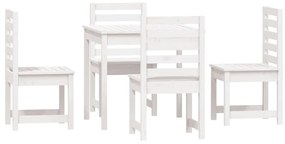5 pcs conj. de jantar p/ jardim madeira de pinho maciça branco