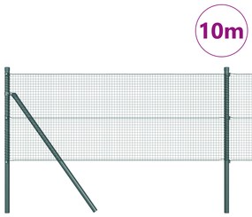 Cerca de Arame Soldado com 7 Postes Verde 0.8x10 m Aço