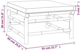 3 pcs conj. lounge jardim bambu almofadões cinzento-acastanhado