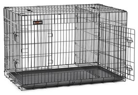 Gaiola para cães, caixa para cães com 2 portas, dobrável L (92.5 X 57.5 X 64 cm) preto