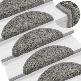 vidaXL Tapetes de escada 5 peças 56x17x3 cm cinza semicircular