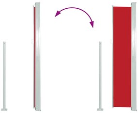 Toldo lateral retrátil para pátio 120x500 cm vermelho