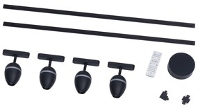 Sistema de iluminação de trilho moderno com 4 focos pretos monofásicos - Magnetic Eggy