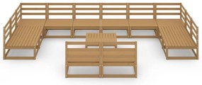 13 pcs conjunto lounge de jardim pinho maciço
