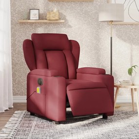 vidaXL Poltrona reclinável de massagens elétrica tecido vermelho tinto