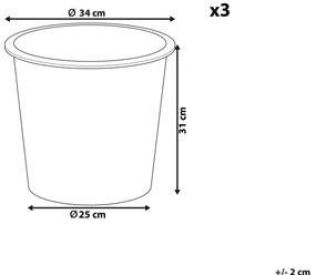 Conjunto de 3 vasos internos pretos ⌀ 34 cm BALZO Beliani