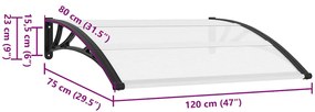Toldo para porta 120x75 cm PC preto e transparente