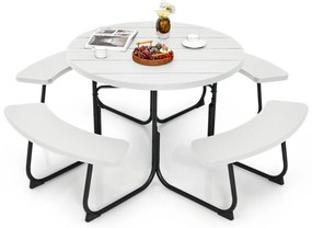 Mesa de piquenique para área externa com 4 bancos e furo para guarda-sol - preta