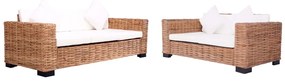 vidaXL 2 pcs conjunto sofás de jardim com almofadões vime natural