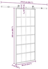 Porta deslizante c/ conj. ferragens 90x205cm vidro ESG/alumínio
