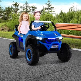 Carro elétrico crianças a bateria 12 V 2 Lugares com comando à distância 2,4G Alta/Baixa velocidade Música 3 a 8 anos 118 x 74 x 71 cm Azul