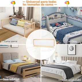 Barra de segurança para bebés para camas com altura ajustável 150 x 55 cm Bege