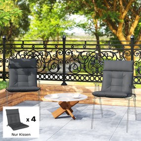Conjunto de 4 almofadas resistentes à água antiderrapantes com fitas (CADEIRAS NÃO INCLUIDAS), Interior/Exterior 111,5 x 53 x 8 cm Cinza escuro