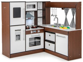 Conjunto de supermercado infantil de madeira com caixa registradora e carrinho de compras - branco