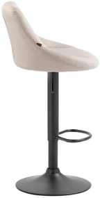 Banco de bar Lazio em tecido e com estrutura preta 46 x 83-104 x 49 cm Creme