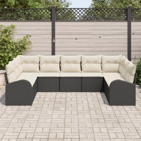 Conjunto de Sofá de Jardim vidaXL de 9 Peças com Almofadas Preto Ratta
