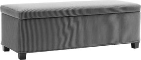 Banco de Arrumação Capacidade de 84 L Estofado em Veludo Banco Pé de Cama para Dormitório 112x42x40 cm Cinzento