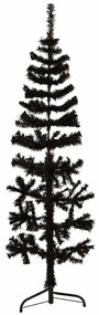 Meia árvore de Natal fina com suporte 150 cm preto