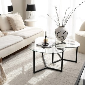 Conjunto de Mesas de Café Bellisimo - Preto Mate - 82x40x58cm e 82x36x